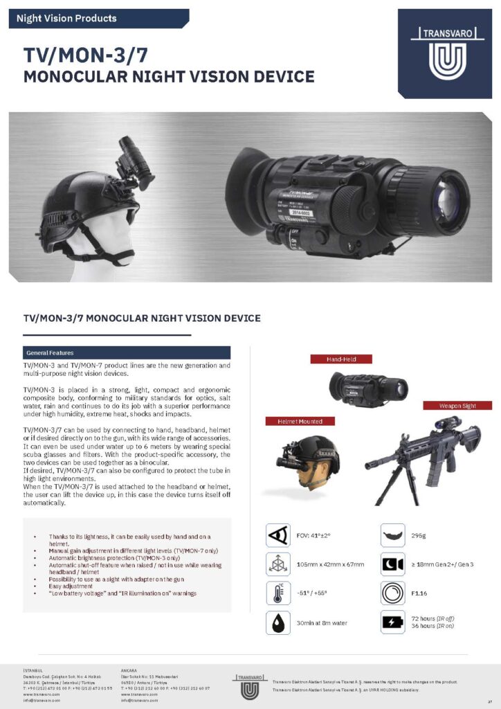 TV/MON-3/7 MONOCULAR NIGHT VISION DEVICE