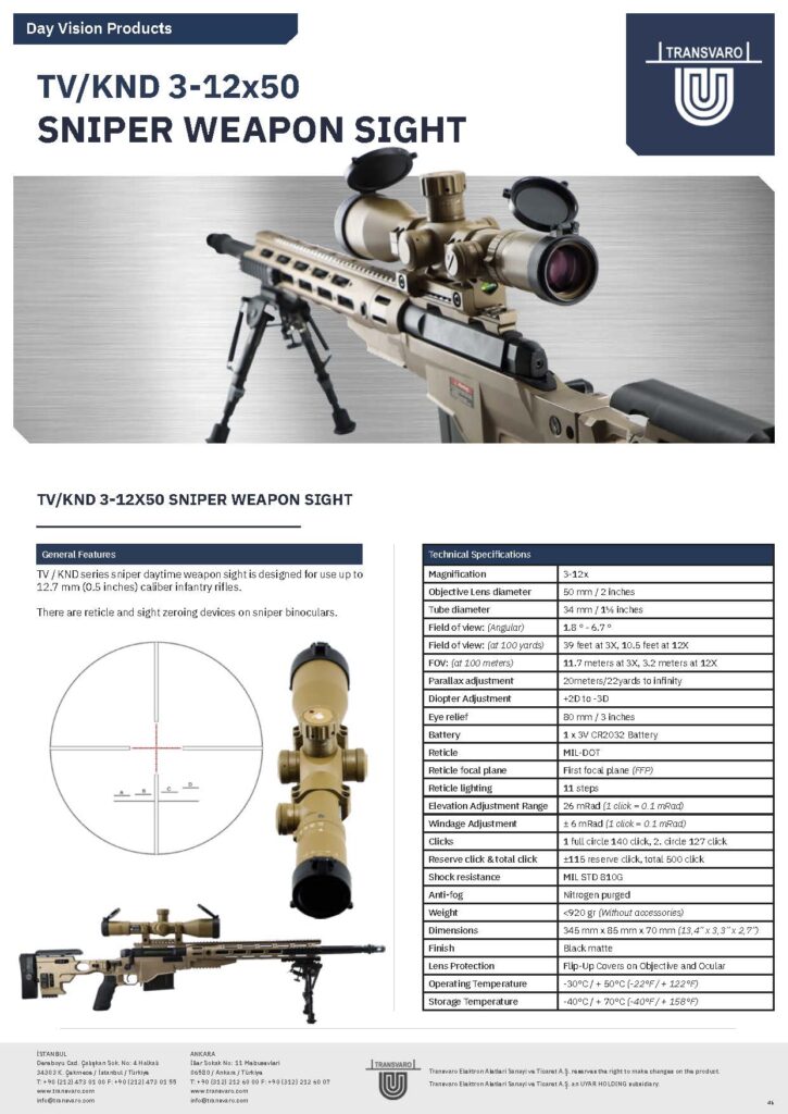 TV/KND 3-12x50 SNIPER WEAPON SIGHT