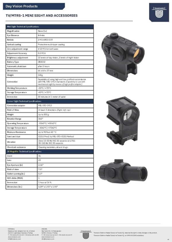 TV/MTRS-1 MINI SIGHT AND ACCESSORIES