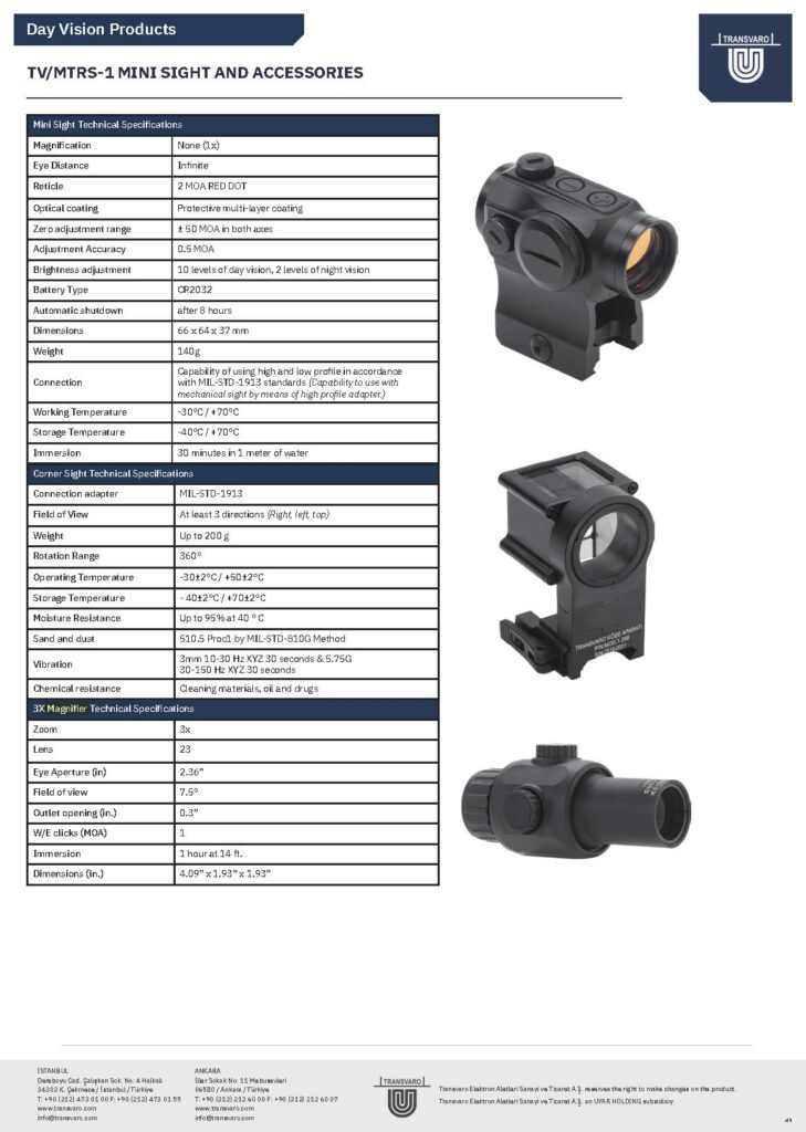 TV/MTRS-1 MINI SIGHT AND ACCESSORIES