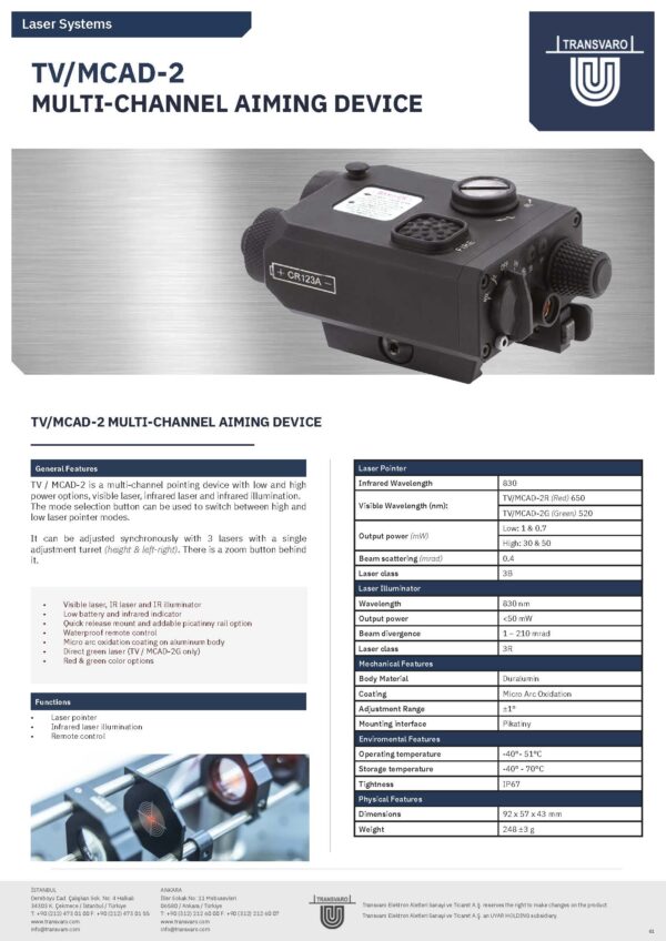 TV/MCAD-2 MULTI-CHANNEL AIMING DEVICE