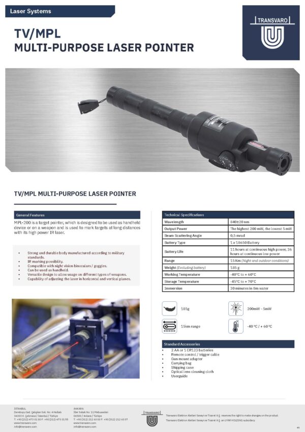 TV/MPL MULTI-PURPOSE LASER POINTER